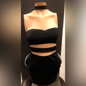 Size small black mini dress with waist cutout